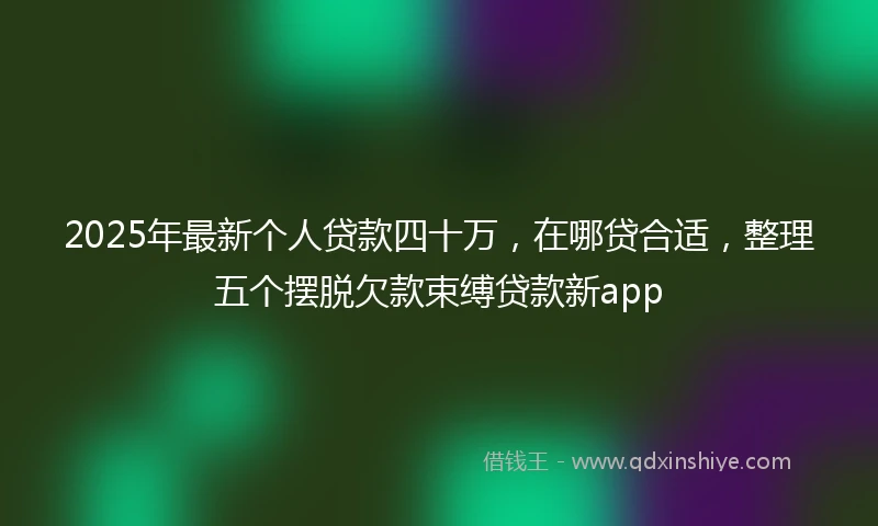 2025年最新个人贷款四十万，在哪贷合适，整理五个摆脱欠款束缚贷款新app