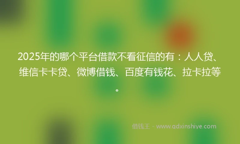 2025年的哪个平台借款不看征信的有：人人贷、维信卡卡贷、微博借钱、百度有钱花、拉卡拉等。