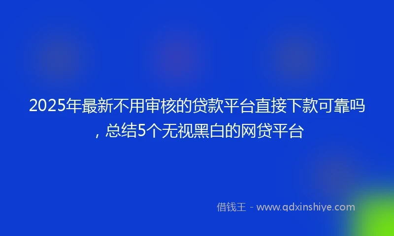 2025年最新不用审核的贷款平台直接下款可靠吗，总结5个无视黑白的网贷平台