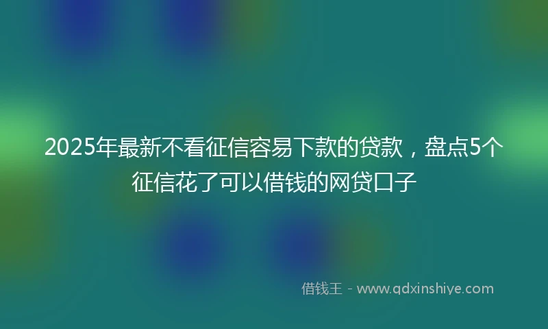 2025年最新不看征信容易下款的贷款，盘点5个征信花了可以借钱的网贷口子