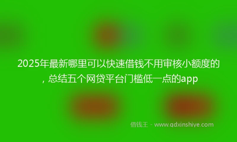 2025年最新哪里可以快速借钱不用审核小额度的，总结五个网贷平台门槛低一点的app