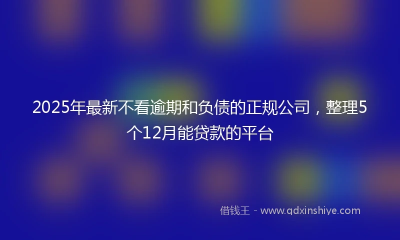2025年最新不看逾期和负债的正规公司，整理5个12月能贷款的平台