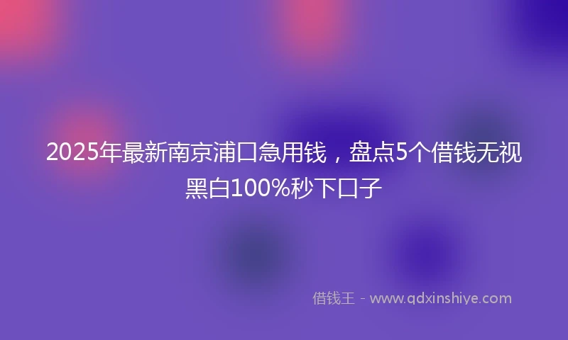 2025年最新南京浦口急用钱，盘点5个借钱无视黑白100%秒下口子
