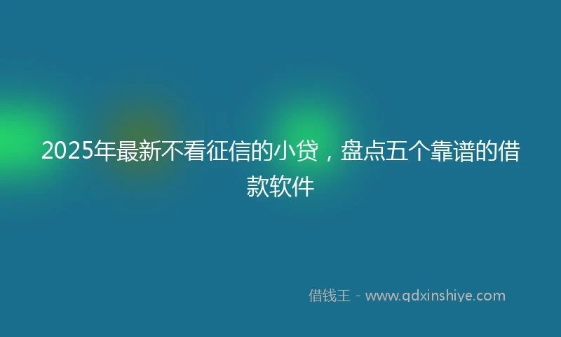 2025年最新不看征信的小贷，盘点五个靠谱的借款软件