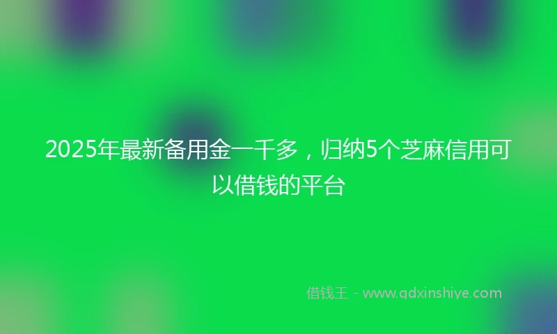 2025年最新备用金一千多，归纳5个芝麻信用可以借钱的平台