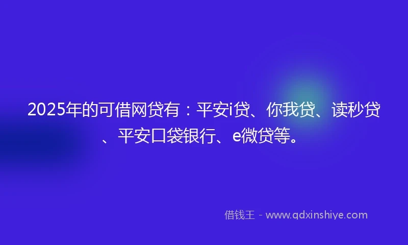 2025年的可借网贷有：平安i贷、你我贷、读秒贷、平安口袋银行、e微贷等。