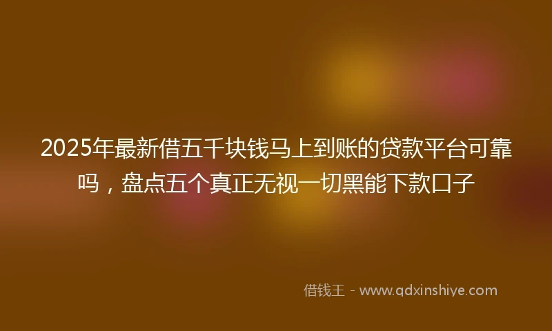 2025年最新借五千块钱马上到账的贷款平台可靠吗，盘点五个真正无视一切黑能下款口子