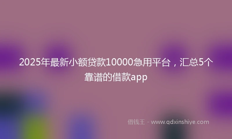 2025年最新小额贷款10000急用平台，汇总5个靠谱的借款app