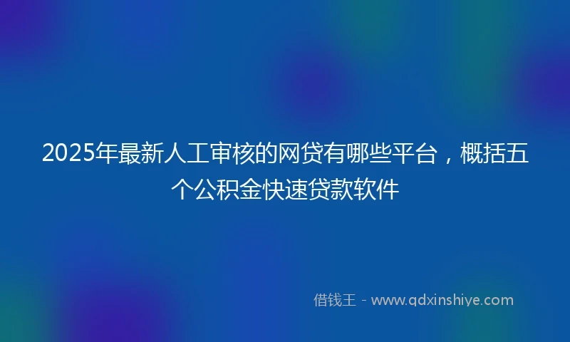 2025年最新人工审核的网贷有哪些平台，概括五个公积金快速贷款软件
