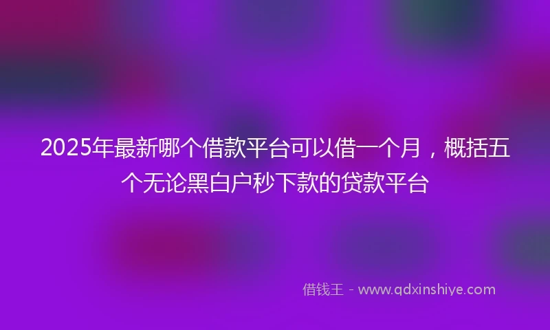 2025年最新哪个借款平台可以借一个月，概括五个无论黑白户秒下款的贷款平台