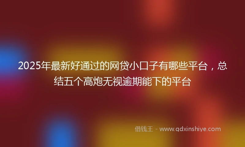 2025年最新好通过的网贷小口子有哪些平台，总结五个高炮无视逾期能下的平台