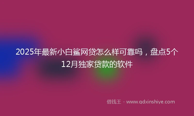 2025年最新小白鲨网贷怎么样可靠吗，盘点5个12月独家贷款的软件