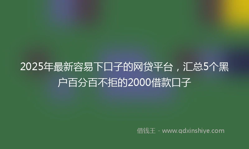 2025年最新容易下口子的网贷平台，汇总5个黑户百分百不拒的2000借款口子