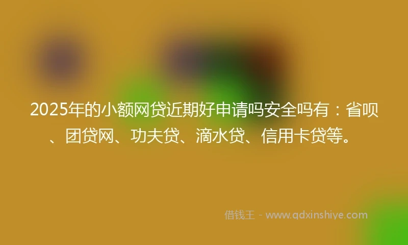 2025年的小额网贷近期好申请吗安全吗有：省呗、团贷网、功夫贷、滴水贷、信用卡贷等。