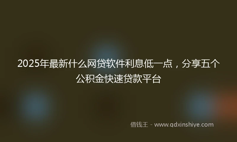 2025年最新什么网贷软件利息低一点，分享五个公积金快速贷款平台