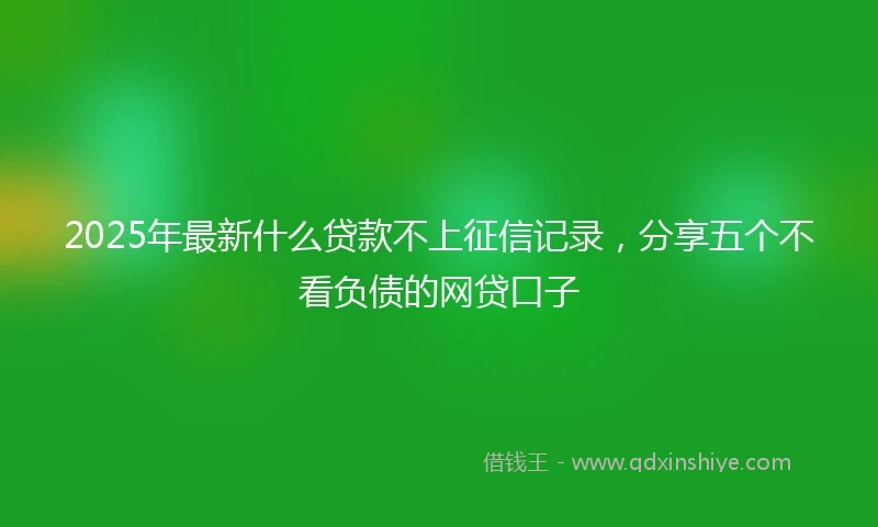 2025年最新什么贷款不上征信记录，分享五个不看负债的网贷口子