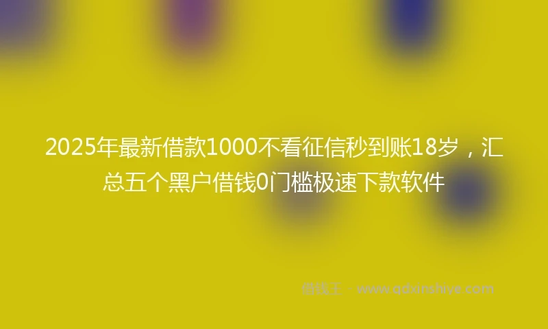2025年最新借款1000不看征信秒到账18岁，汇总五个黑户借钱0门槛极速下款软件