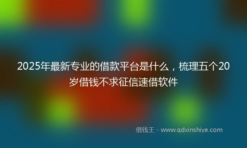 2025年最新专业的借款平台是什么，梳理五个20岁借钱不求征信速借软件