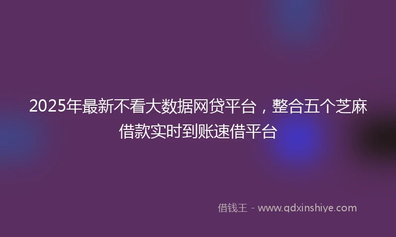 2025年最新不看大数据网贷平台，整合五个芝麻借款实时到账速借平台