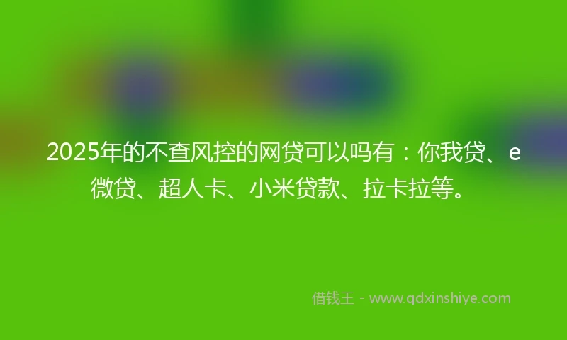 2025年的不查风控的网贷可以吗有：你我贷、e微贷、超人卡、小米贷款、拉卡拉等。