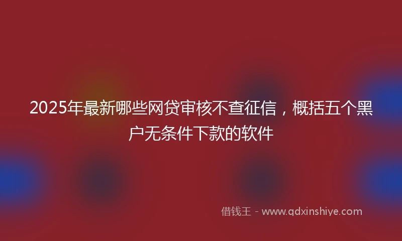 2025年最新哪些网贷审核不查征信，概括五个黑户无条件下款的软件