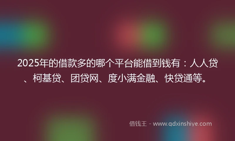 2025年的借款多的哪个平台能借到钱有：人人贷、柯基贷、团贷网、度小满金融、快贷通等。