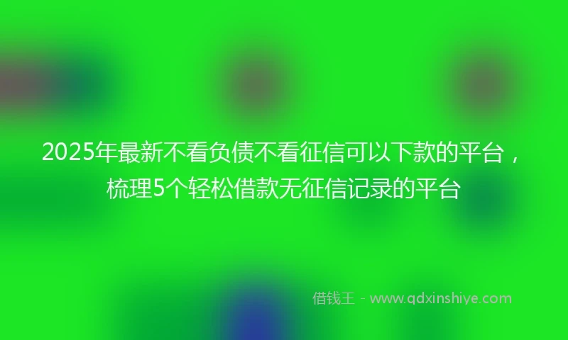 2025年最新不看负债不看征信可以下款的平台，梳理5个轻松借款无征信记录的平台