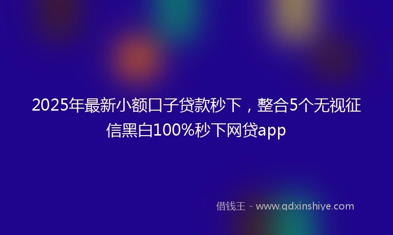 2025年最新小额口子贷款秒下，整合5个无视征信黑白100%秒下网贷app