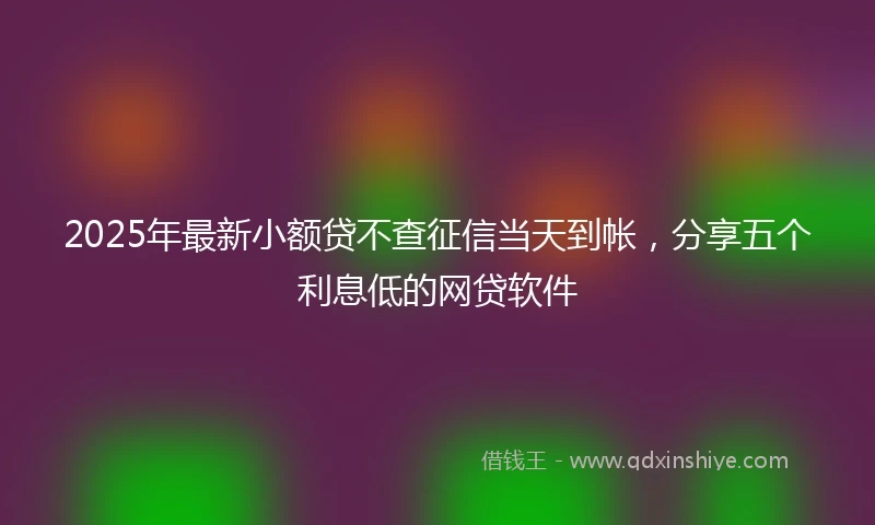 2025年最新小额贷不查征信当天到帐，分享五个利息低的网贷软件