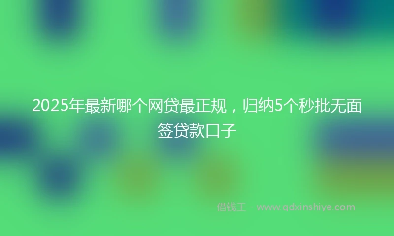2025年最新哪个网贷最正规，归纳5个秒批无面签贷款口子