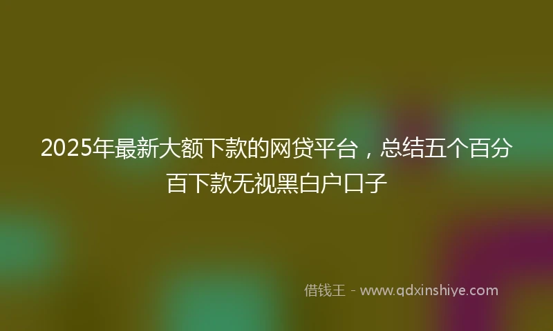 2025年最新大额下款的网贷平台，总结五个百分百下款无视黑白户口子