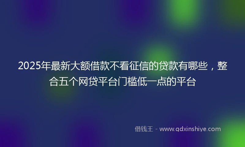 2025年最新大额借款不看征信的贷款有哪些,整合五个网贷平台门槛低一点的平台