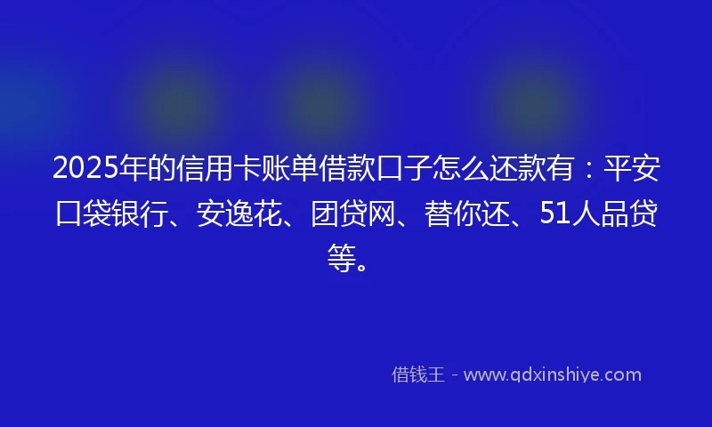 2025年的信用卡账单借款口子怎么还款有：平安口袋银行、安逸花、团贷网、替你还、51人品贷等。
