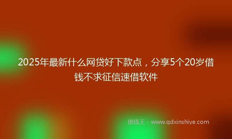 2025年最新什么网贷好下款点，分享5个20岁借钱不求征信速借软件