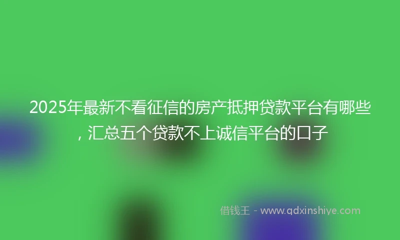 2025年最新不看征信的房产抵押贷款平台有哪些，汇总五个贷款不上诚信平台的口子