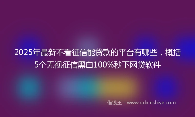 2025年最新不看征信能贷款的平台有哪些，概括5个无视征信黑白100%秒下网贷软件