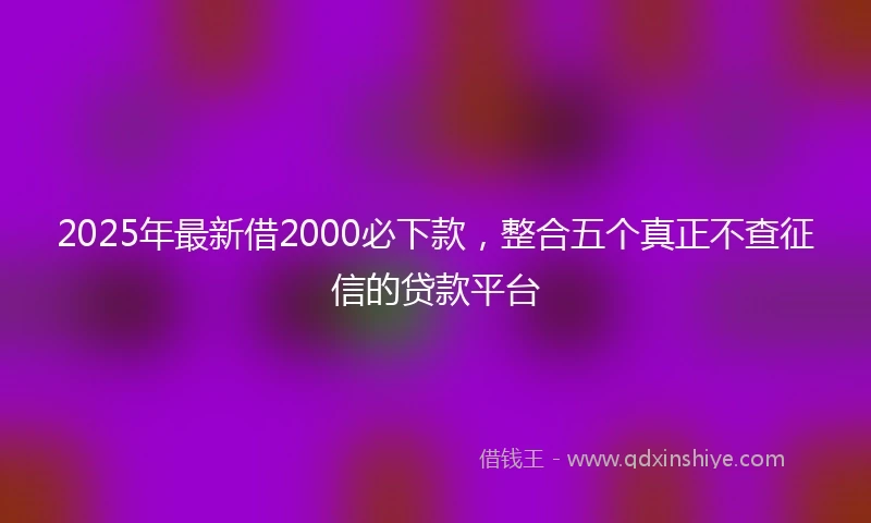 2025年最新借2000必下款，整合五个真正不查征信的贷款平台