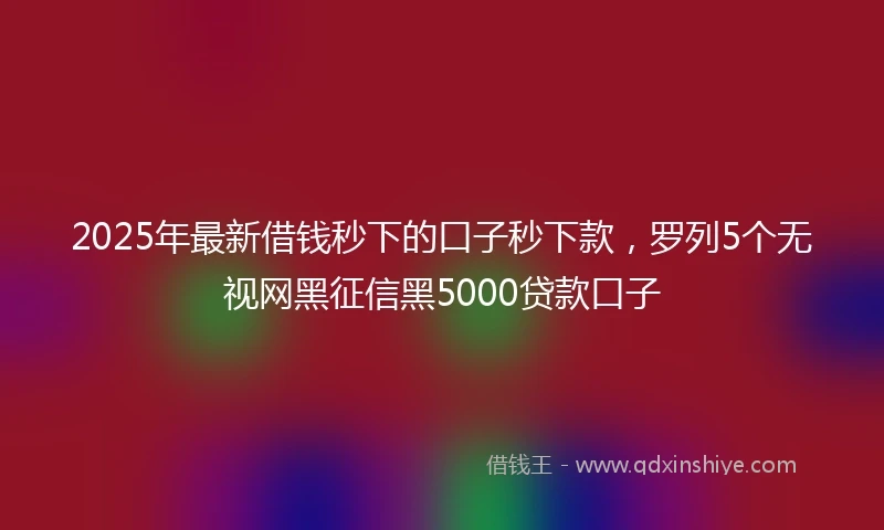 2025年最新借钱秒下的口子秒下款，罗列5个无视网黑征信黑5000贷款口子