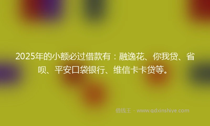 2025年的小额必过借款有：融逸花、你我贷、省呗、平安口袋银行、维信卡卡贷等。