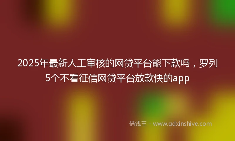 2025年最新人工审核的网贷平台能下款吗，罗列5个不看征信网贷平台放款快的app