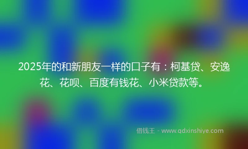 2025年的和新朋友一样的口子有：柯基贷、安逸花、花呗、百度有钱花、小米贷款等。