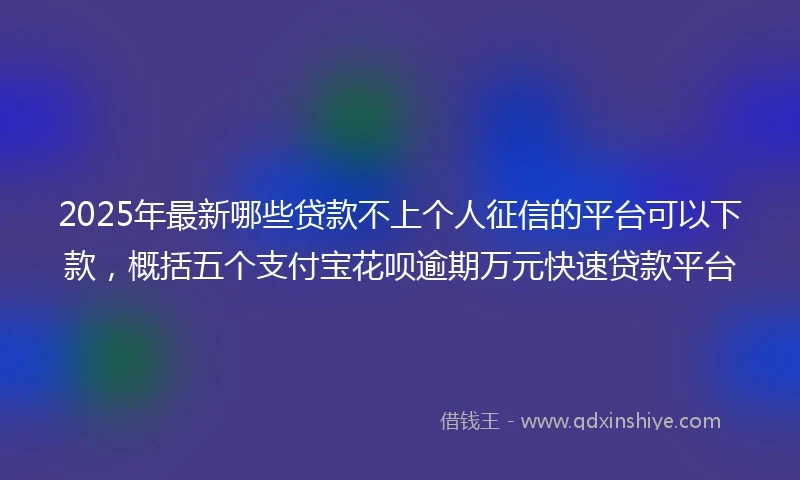 2025年最新哪些贷款不上个人征信的平台可以下款，概括五个支付宝花呗逾期万元快速贷款平台