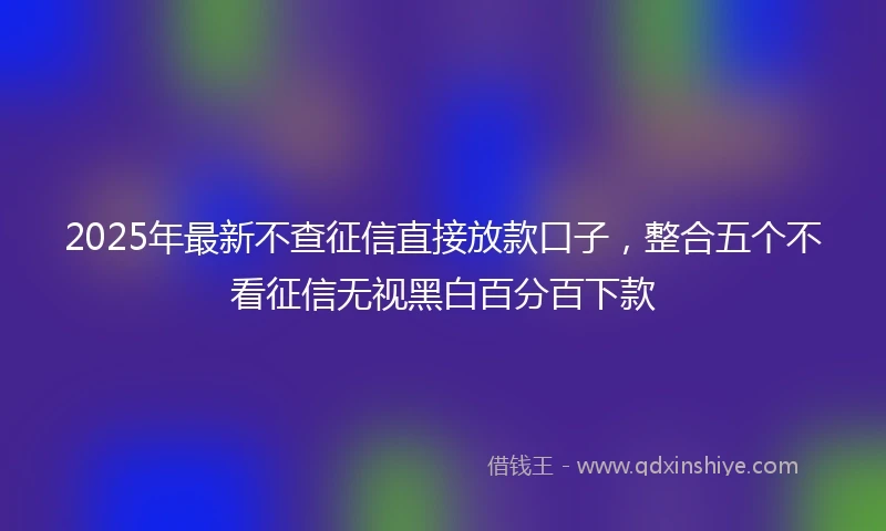 2025年最新不查征信直接放款口子，整合五个不看征信无视黑白百分百下款