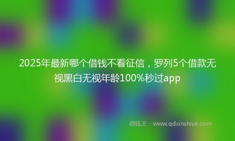 2025年最新哪个借钱不看征信，罗列5个借款无视黑白无视年龄100%秒过app