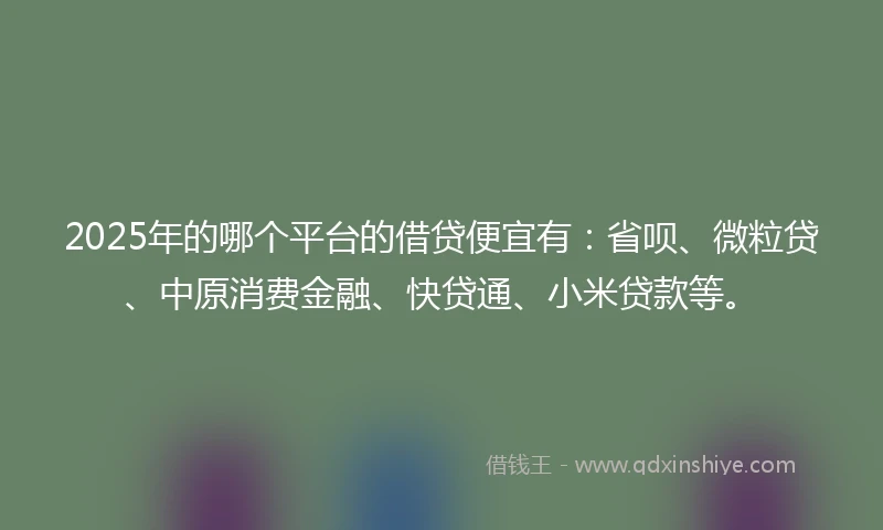 2025年的哪个平台的借贷便宜有：省呗、微粒贷、中原消费金融、快贷通、小米贷款等。
