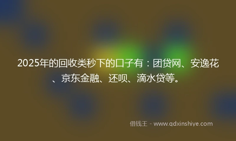 2025年的回收类秒下的口子有：团贷网、安逸花、京东金融、还呗、滴水贷等。