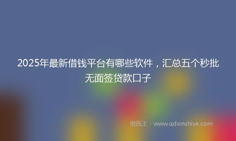 2025年最新借钱平台有哪些软件，汇总五个秒批无面签贷款口子