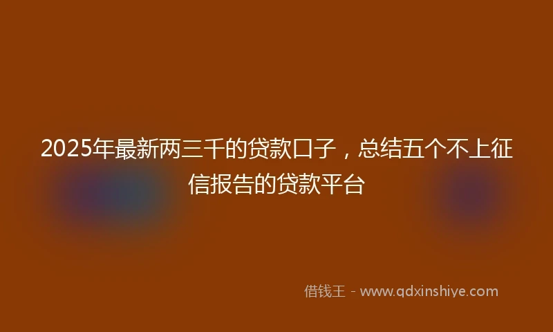 2025年最新两三千的贷款口子，总结五个不上征信报告的贷款平台