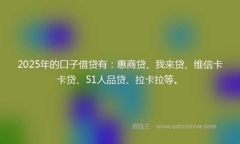 2025年的口子借贷有：惠商贷、我来贷、维信卡卡贷、51人品贷、拉卡拉等。