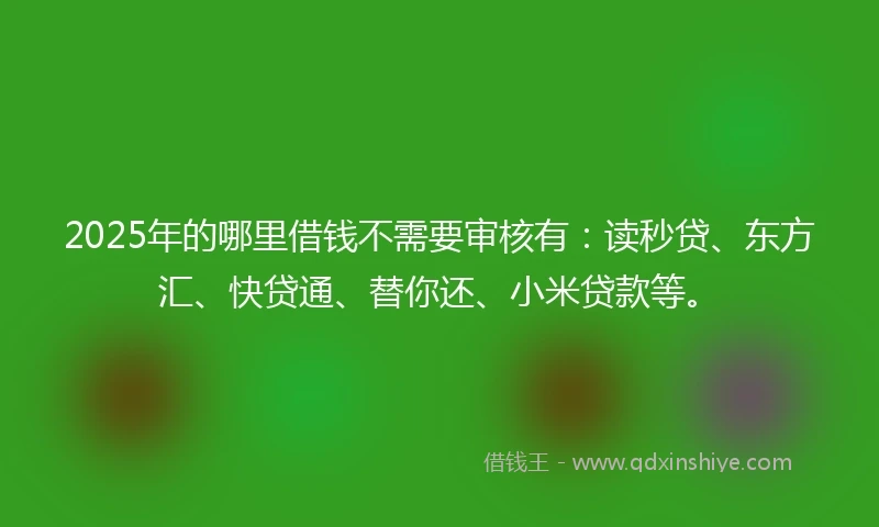 2025年的哪里借钱不需要审核有：读秒贷、东方汇、快贷通、替你还、小米贷款等。